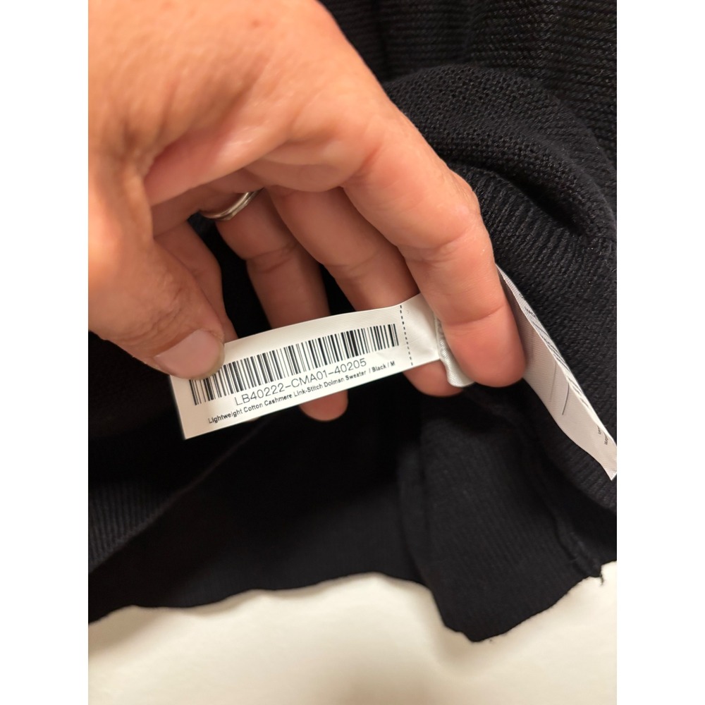 NWT Quince Black Cotton Cashmere Link-Stitch Dolman Short Sleeve Sweater M - Picture 5 of 6